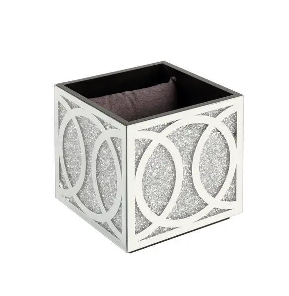 Noralie - 24" Ottoman With Storage - Mirrored & Faux Diamonds by Unique Piece Furniture