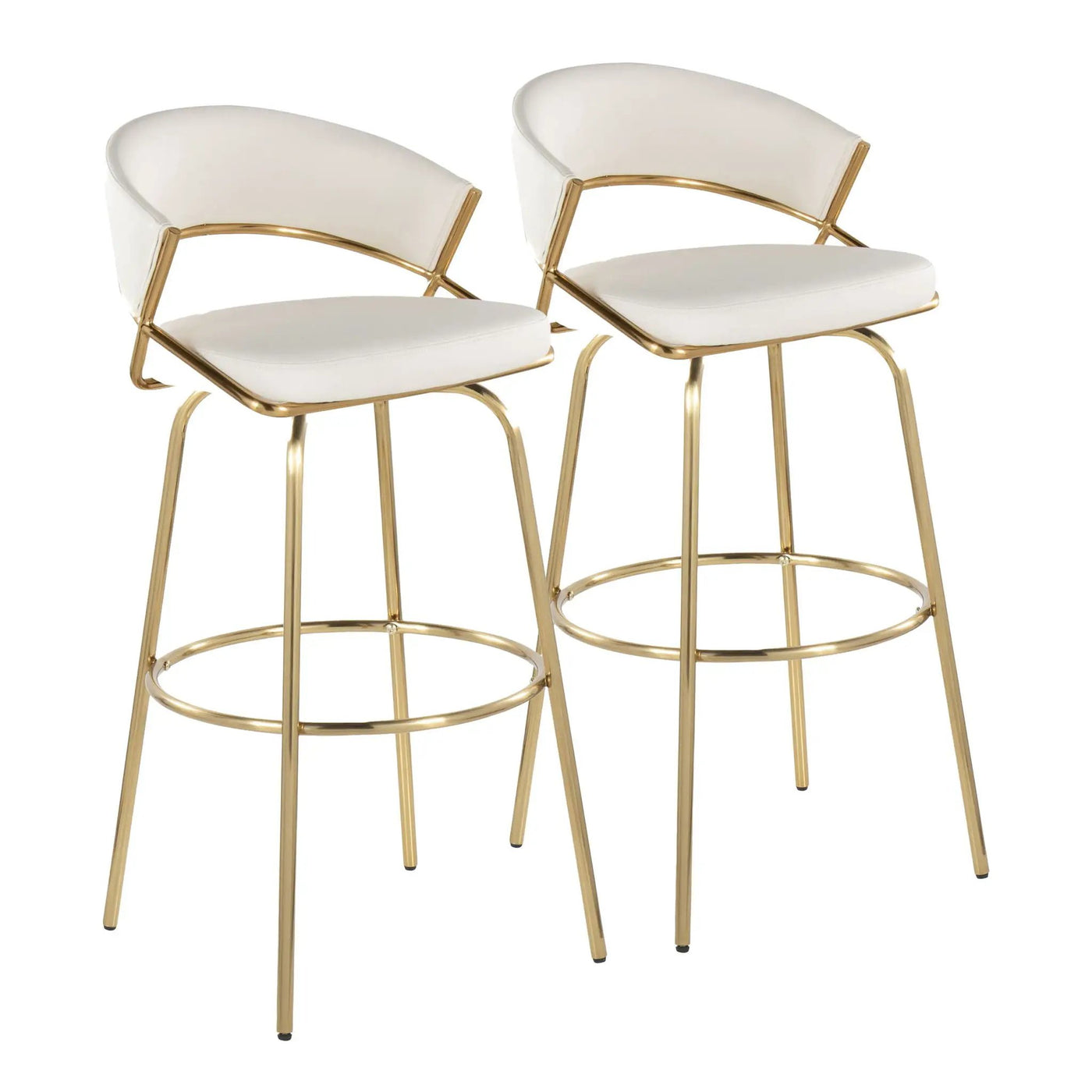 Jie - Fixed Height Contemporary Barstool With Swivel With Round Footrest (Set of 2) by HouseOfZazla