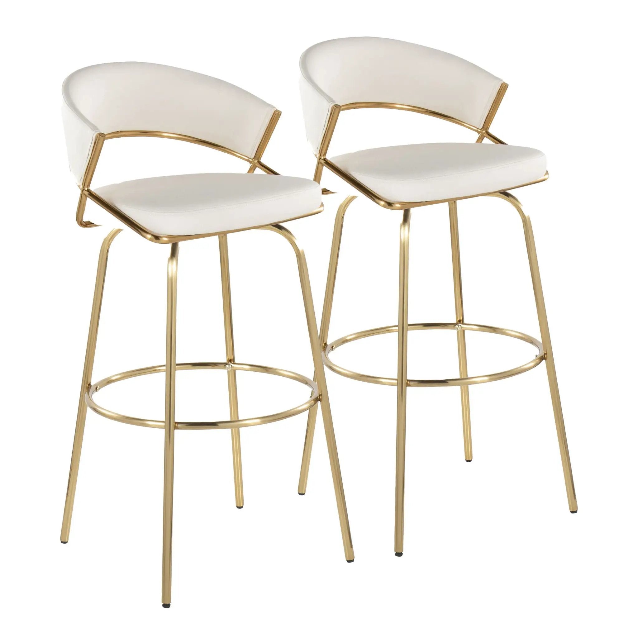 Jie - Fixed Height Contemporary Barstool With Swivel With Round Footrest (Set of 2) by HouseOfZazla