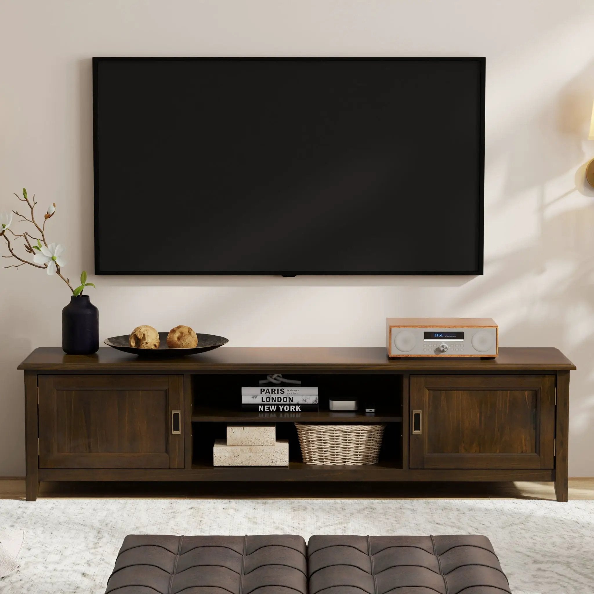 Burlington - Low TV Media Stand - Mahogany by Unique Piece Furniture