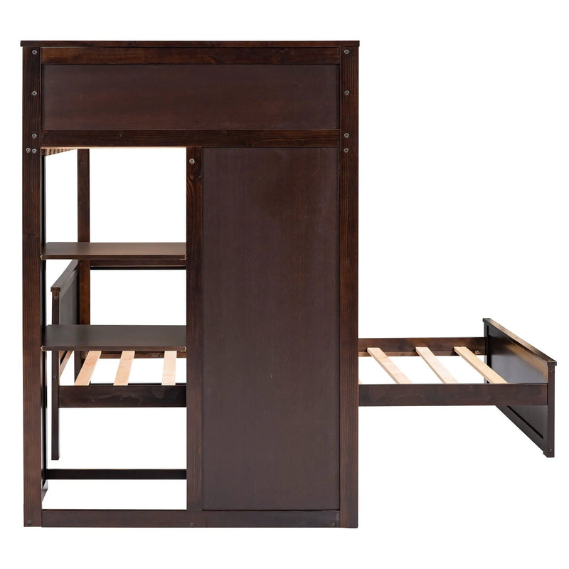 Loft Bed With A Stand Alone Bed, Shelves, Desk, And Wardrobe by Unique Piece Furniture
