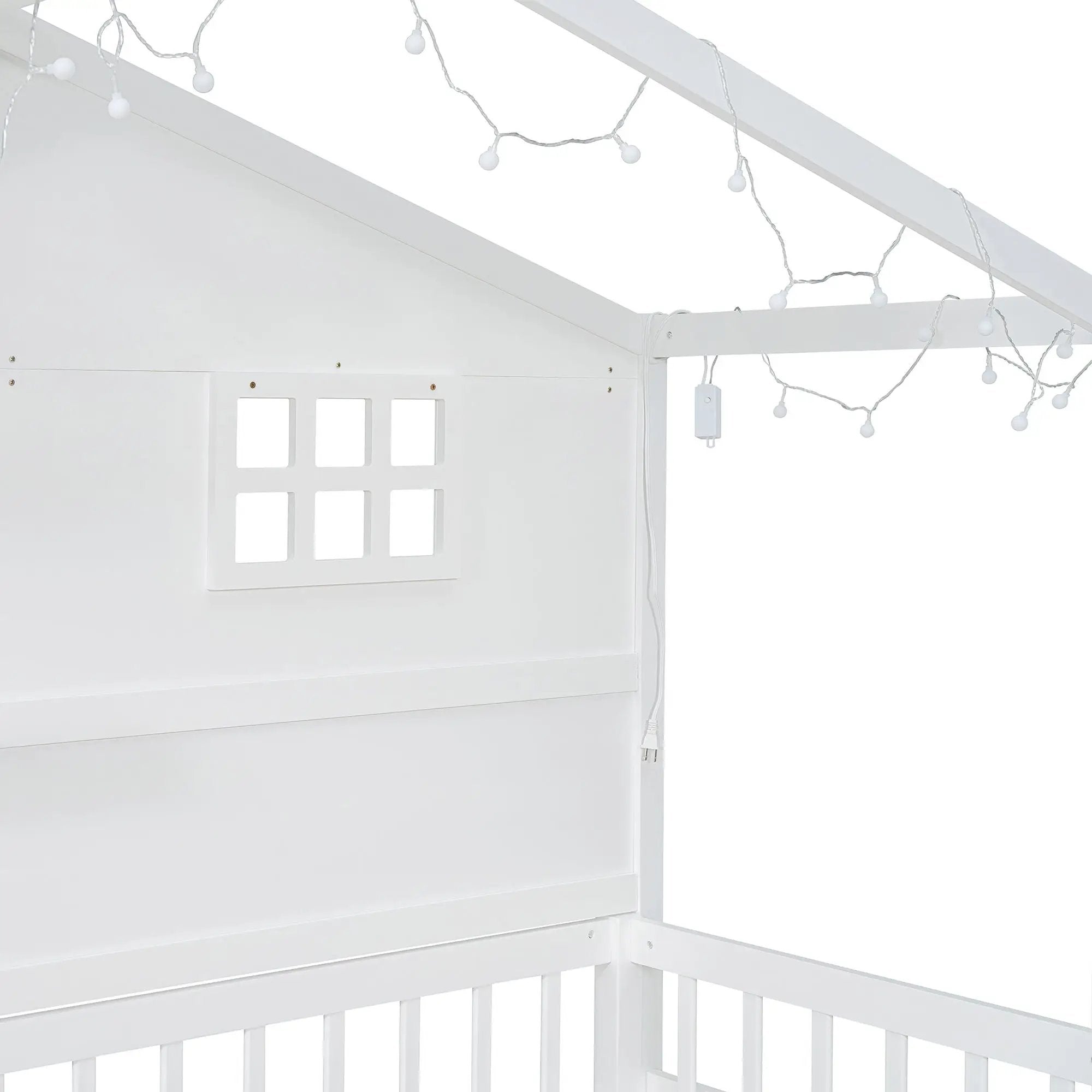 House Bed With Shelves, Window And Sparkling Light Strip On The Roof by HouseOfZazla