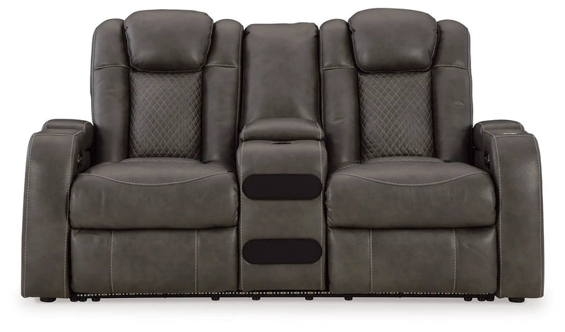 Fyne-dyme - Power Reclining Loveseat With Console/Adj Hdrst by Unique Piece Furniture