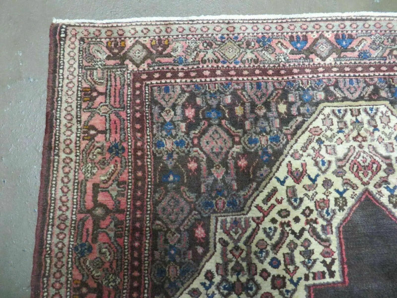 4' X 5' Antique Handmade India Floral Oriental Wool Rug Brown Vegetable Dyes by Jewel Rugs