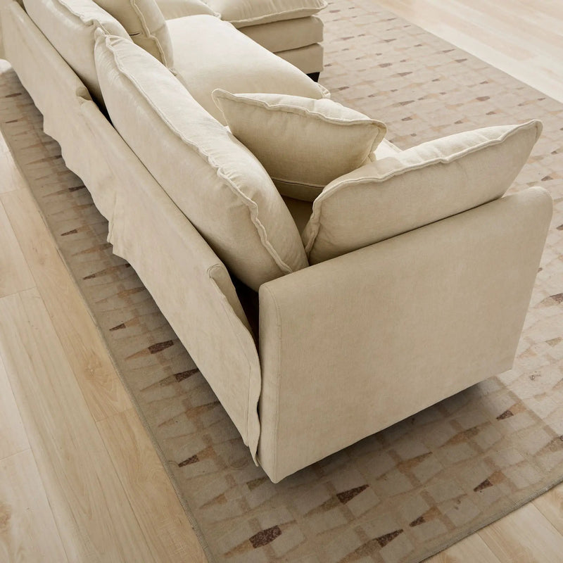 Cloud 4 Seats Sofa (Ottoman is not included) with Chenille Fabric in Beige by BLAKHOM