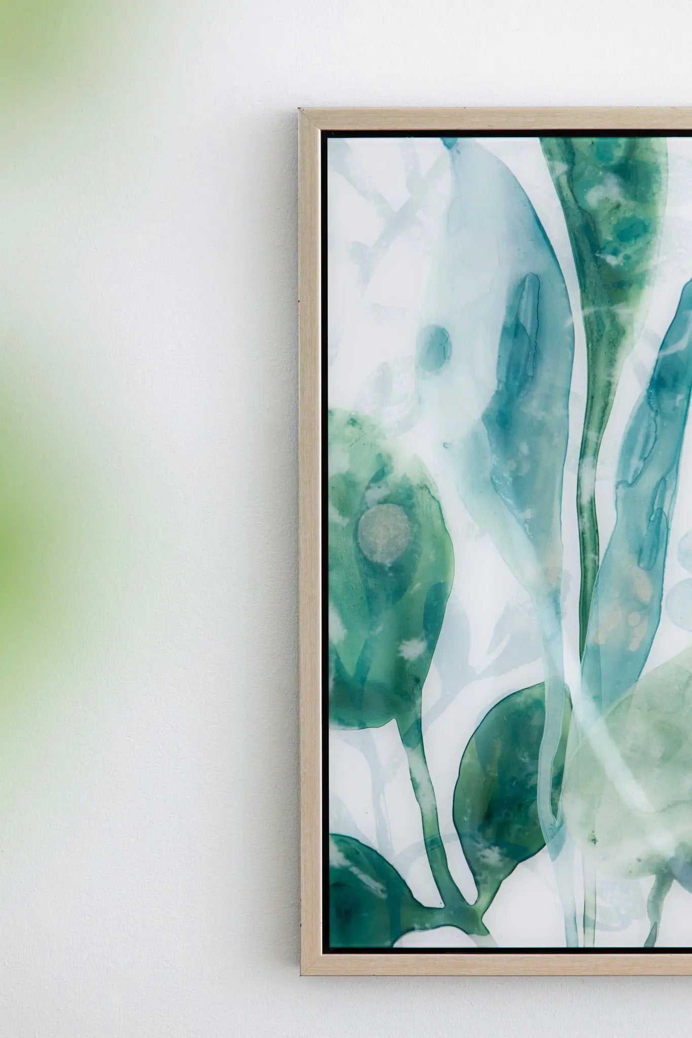 Framed Printed Acrylic Decorative Wall Art, Wall Decor For Living Room (Set of 2) - White / Green by Unique Piece Furniture