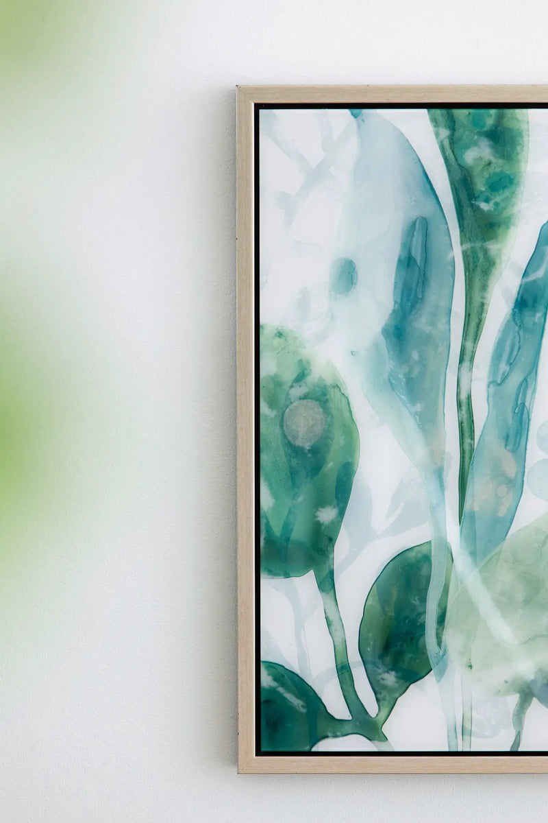Framed Printed Acrylic Decorative Wall Art, Wall Decor For Living Room (Set of 2) - White / Green by Unique Piece Furniture
