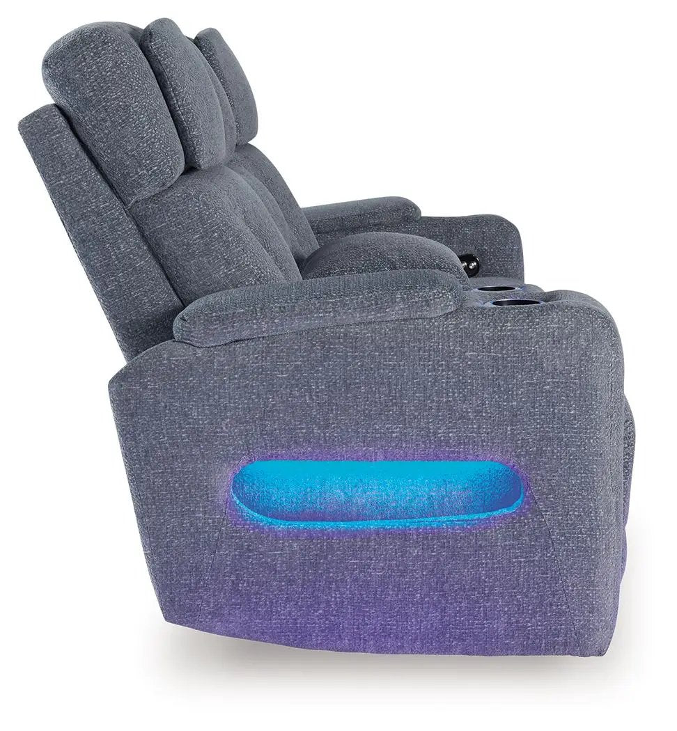 Studio Cave - Power Reclining Loveseat with Console - Steel by Unique Piece Furniture