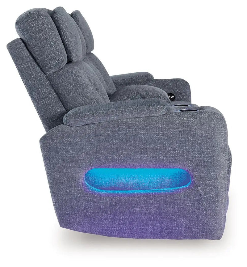 Studio Cave - Power Reclining Loveseat with Console - Steel by Unique Piece Furniture