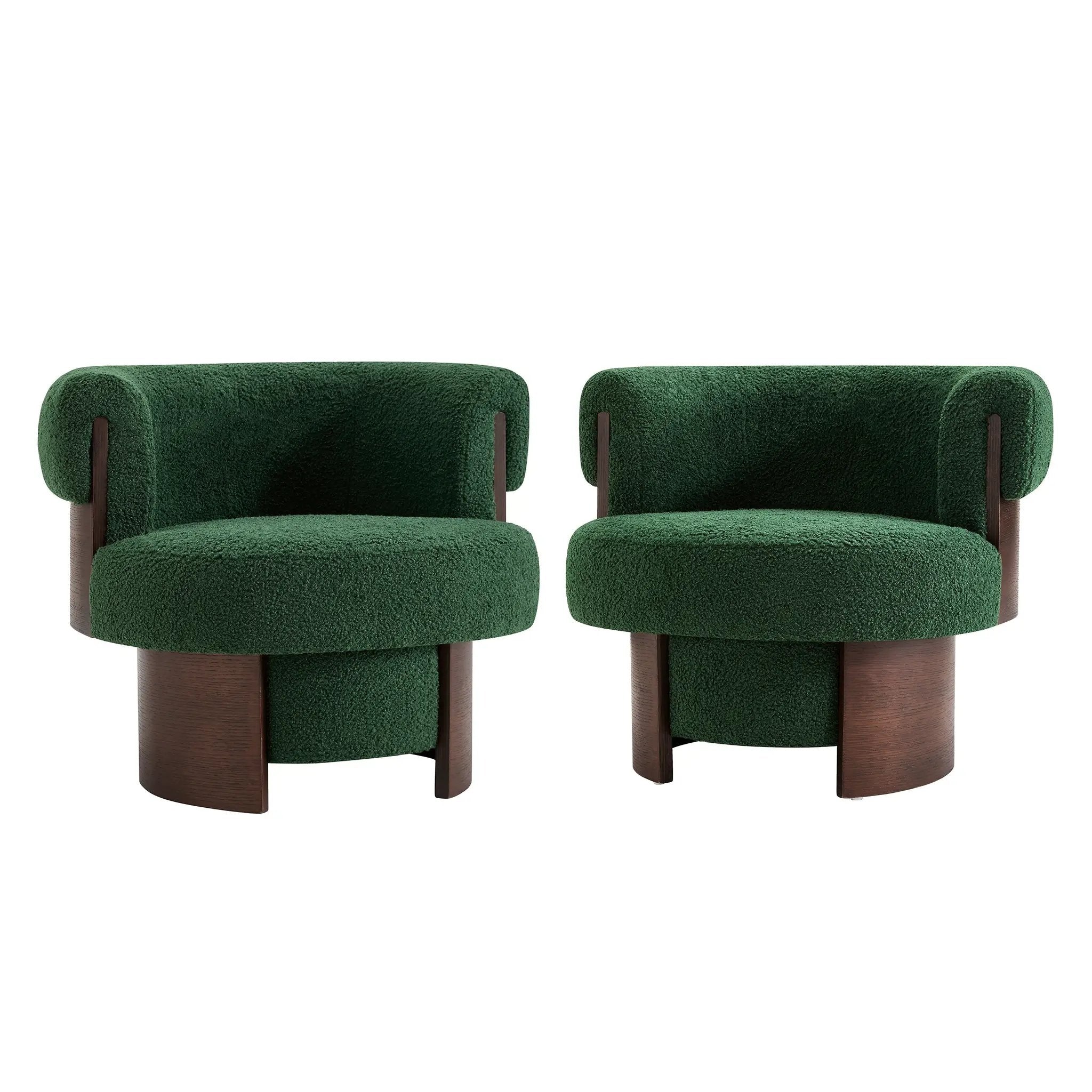 Modern 32" Wide Curved Sculptural Swivel Barrel Chairs - Set of 2 by HouseOfZazla