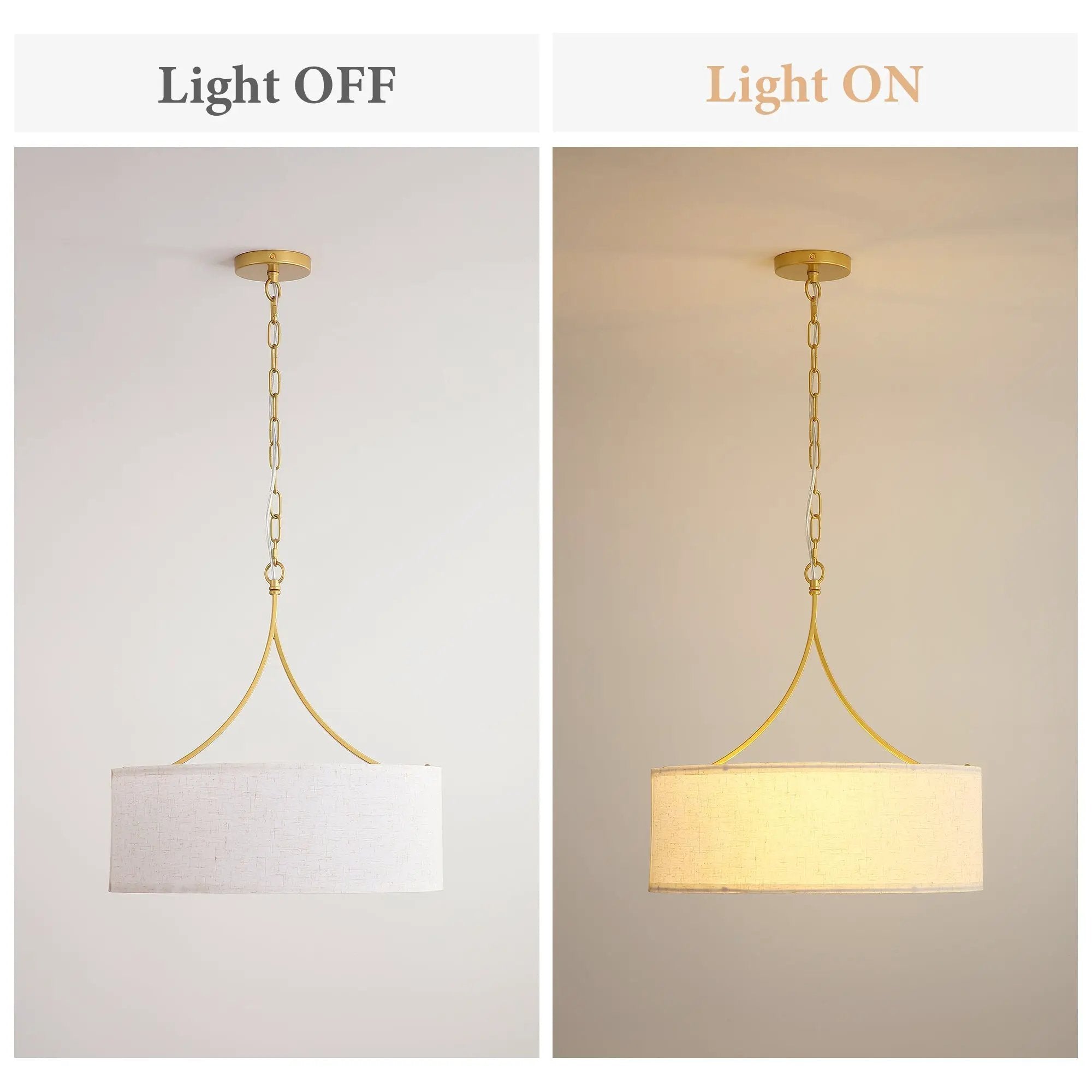 3-Light Gold Fabric Drum Pendant Light by HouseOfZazla