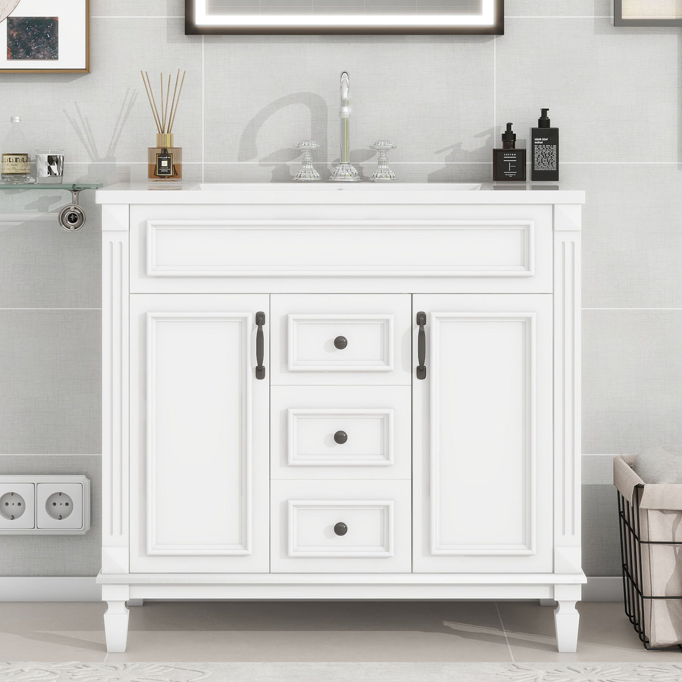 Bathroom Vanity With Top Sink, Basin On Cabinet With 2 Soft Closing Doors And 2 Drawers by Unique Piece Furniture