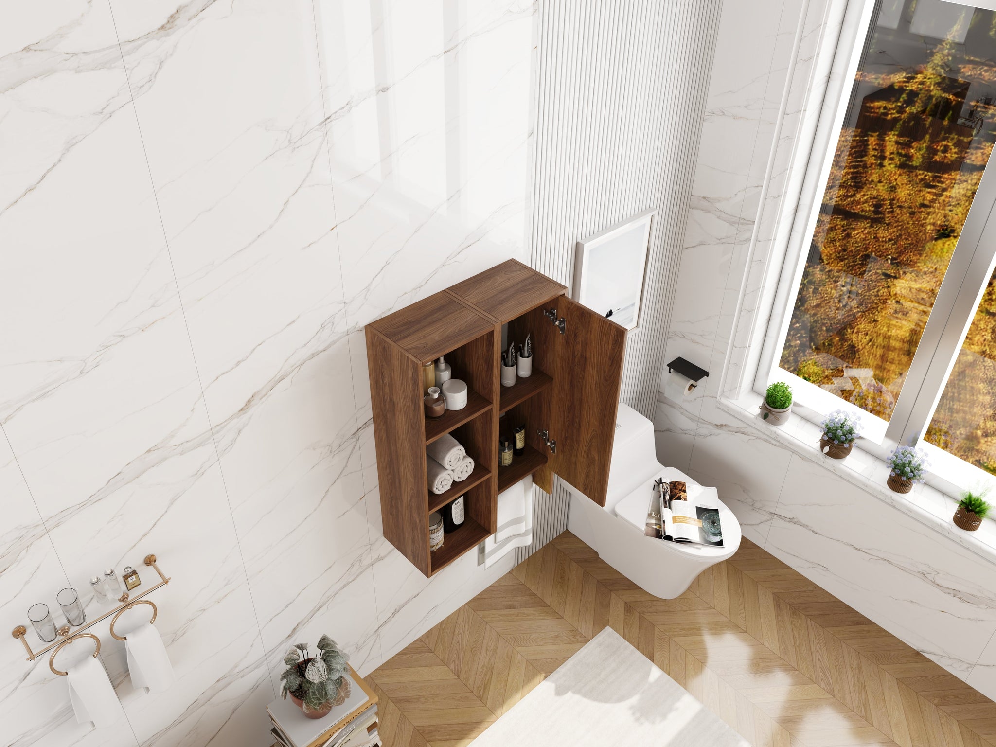 24 Inch Wall-Mounted Side Cabinet and Storage Shelves Combination by HouseOfZazla