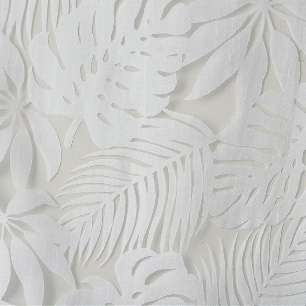 Palm Leaf Burnout Sheer Window Curtain White 50x84 by HouseOfZazla