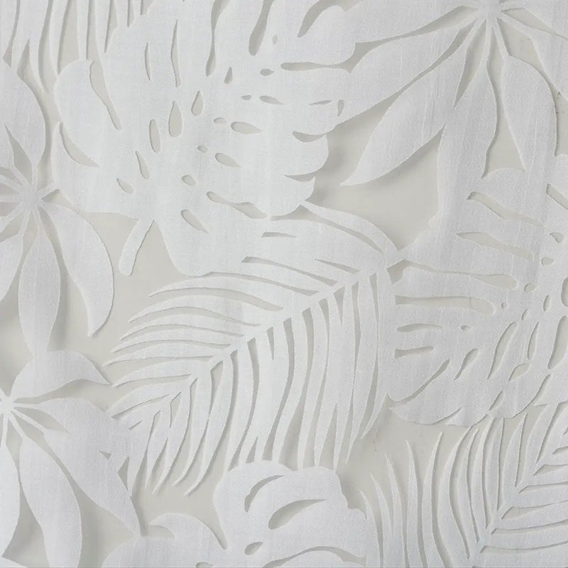Palm Leaf Burnout Sheer Window Curtain White 50x84 by HouseOfZazla