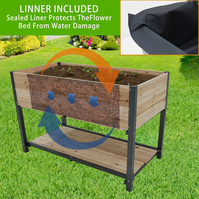 45" Iron-Wood Combined Growing Beds With Feet and Storage Racks by HouseOfZazla