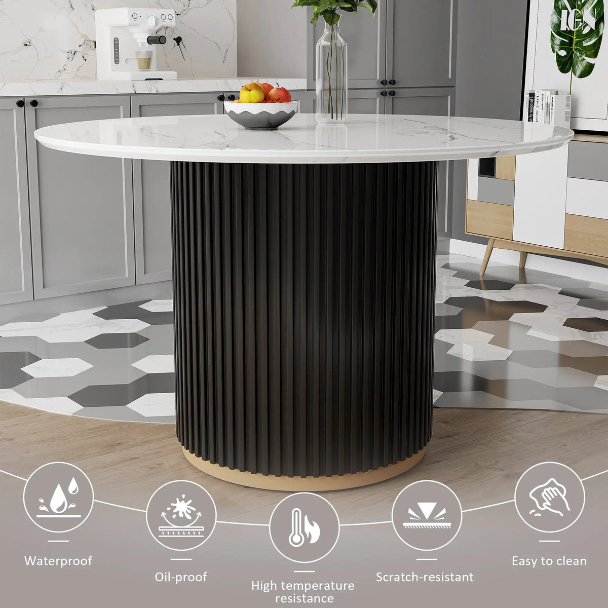 46 Inch Round Faux Marble Dining Table by HouseOfZazla
