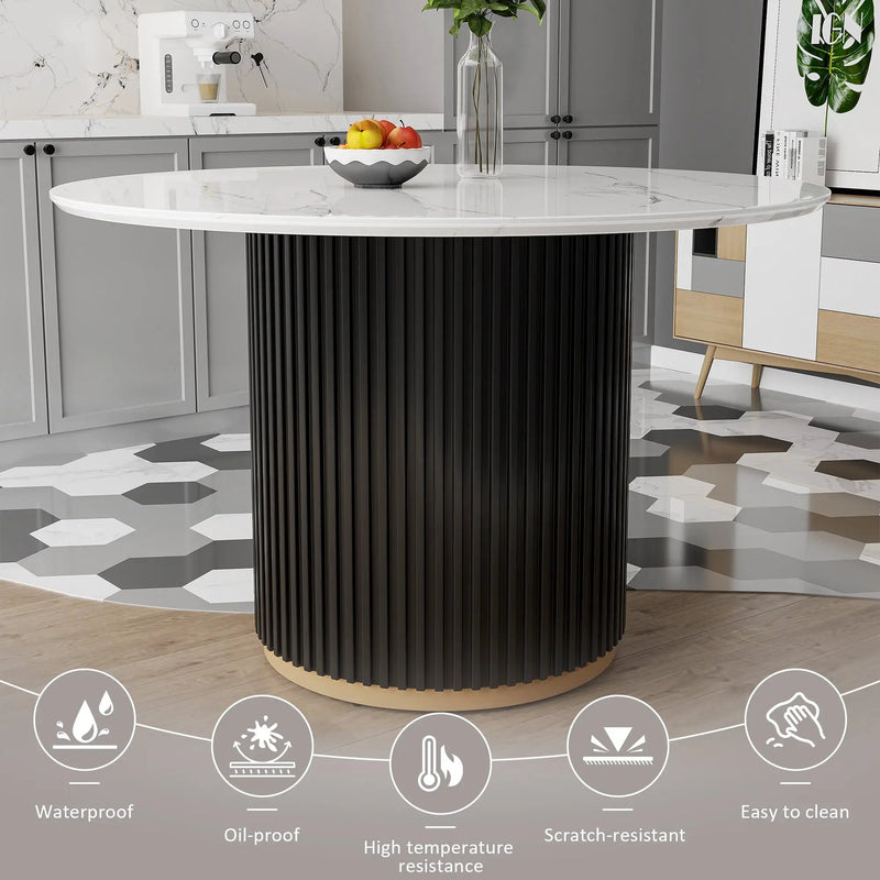 46 Inch Round Faux Marble Dining Table by HouseOfZazla