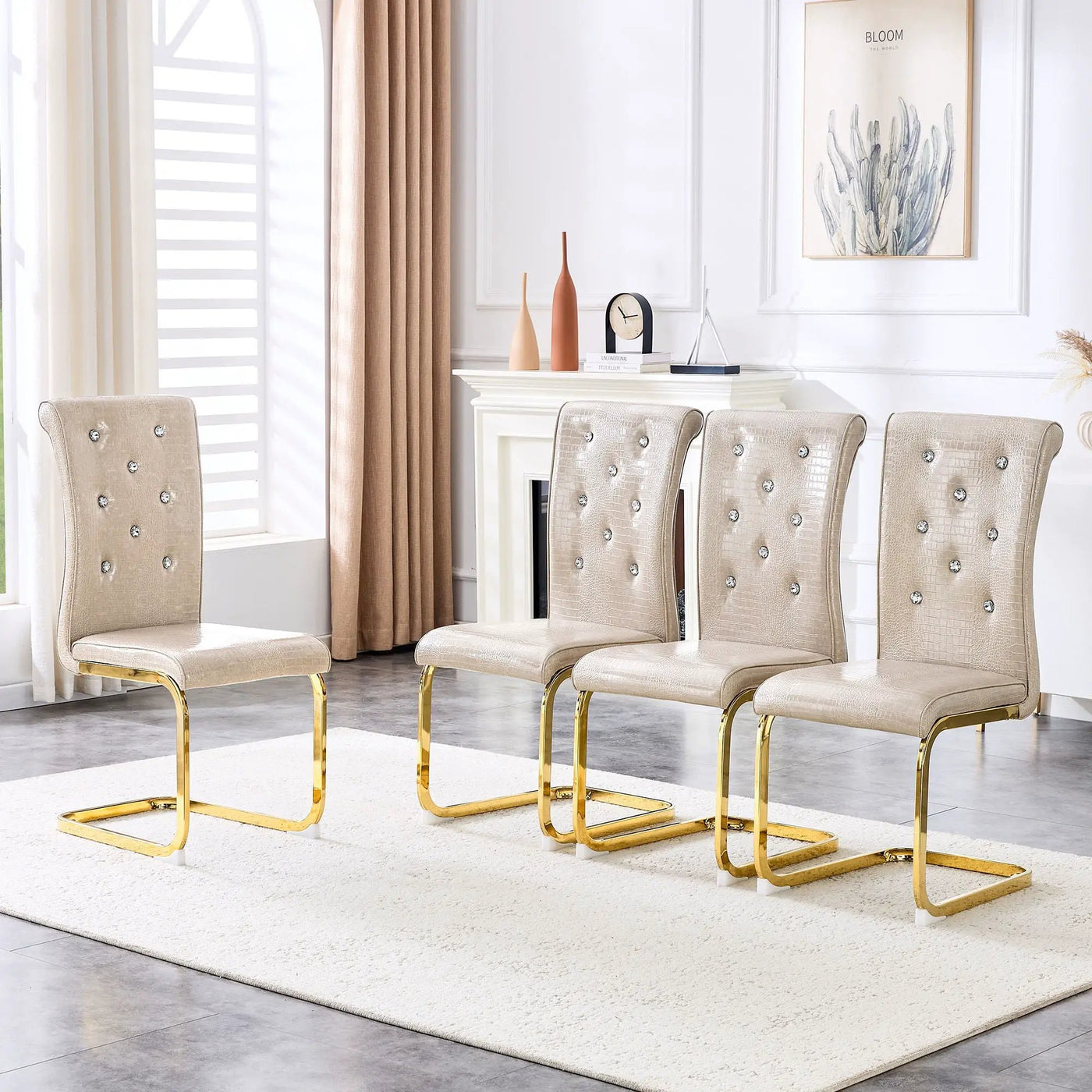 Elegant Design Alligator Skin Upholstered Dining Chairs by Unique Piece Furniture