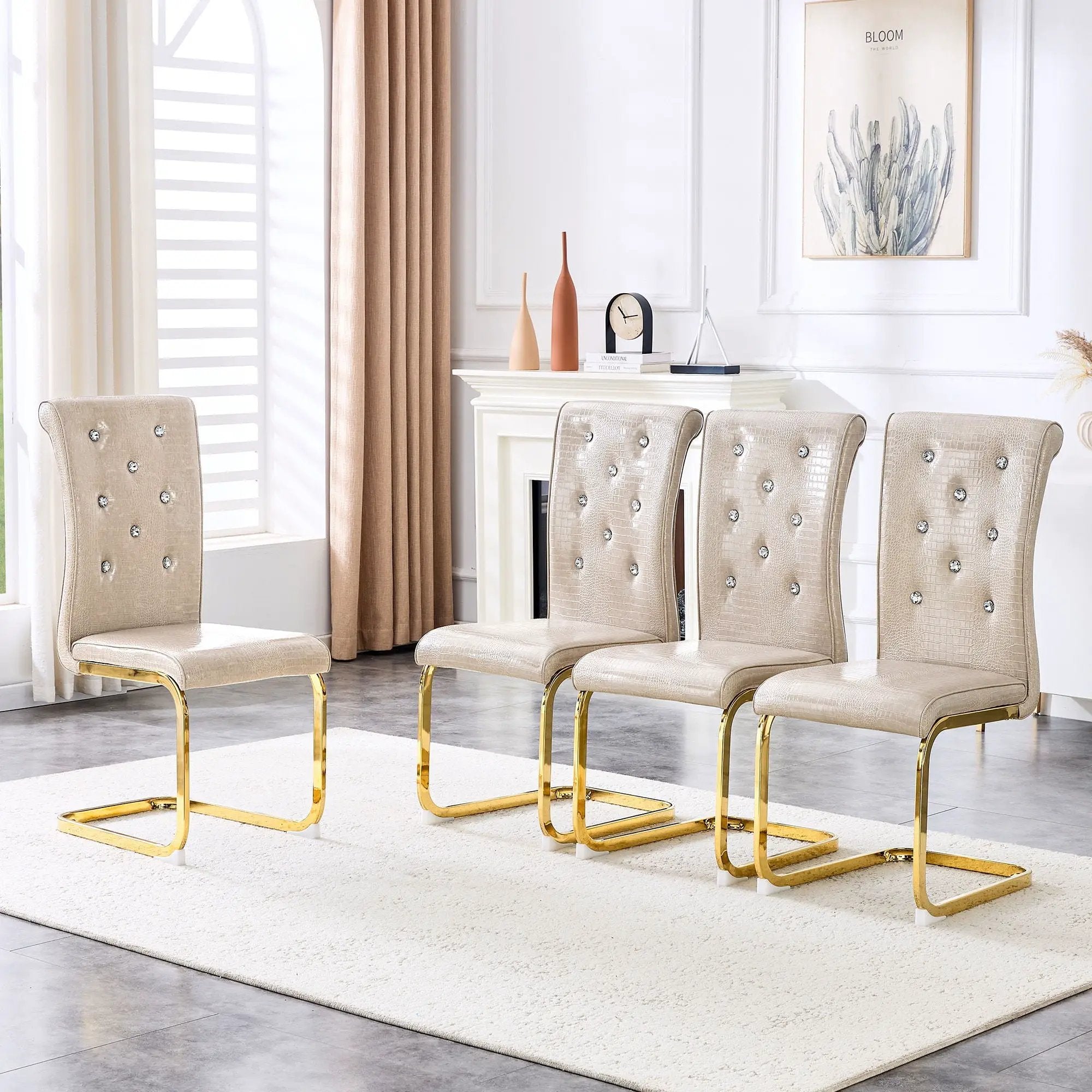 Elegant Design Alligator Skin Upholstered Dining Chairs by Unique Piece Furniture