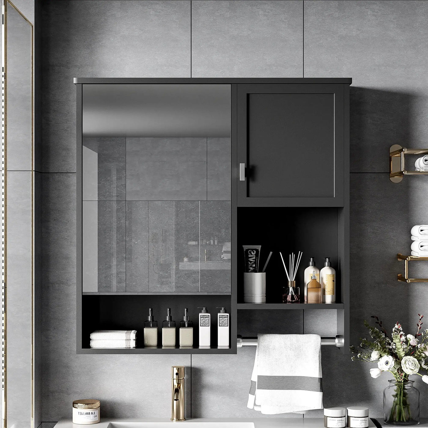 Modern Wall Mounted Bathroom Medicine Cabinet, Bathroom Wall Storage Cabinet With Mirror by Unique Piece Furniture
