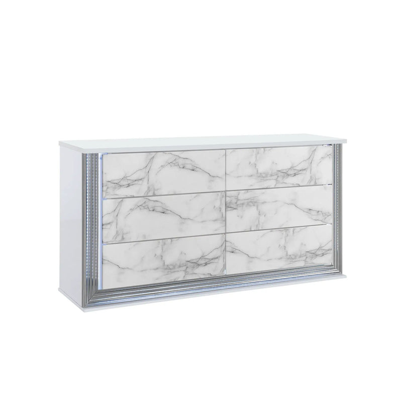 Moon - Dresser With LED Lighting - Marble by Unique Piece Furniture