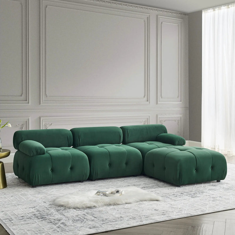 Modular Sectional Sofa, Button Tufted Design With Diy L-Shaped Layout, Reversible Ottoman