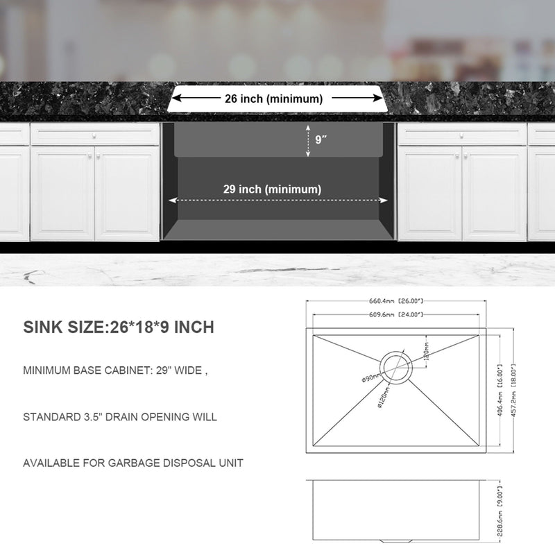 Undermount Stainless Steel Kitchen Sink, Deep Single Bowl Basin by HouseOfZazla