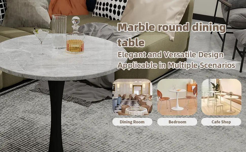 27.6-Inch Round Faux Marble Dining Table by HouseOfZazla