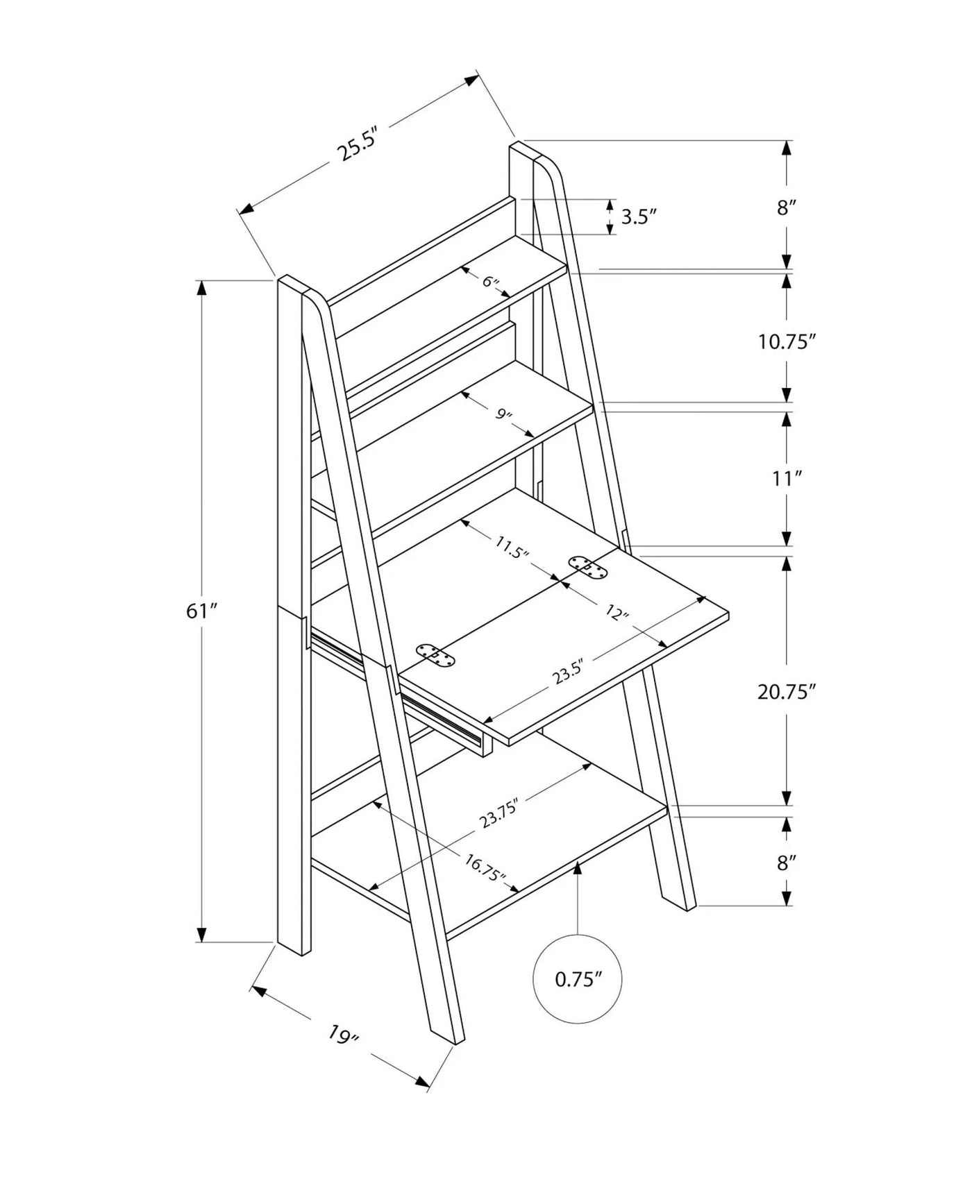 Computer Desk For Home Office, Laptop, Leaning, Storage Shelves by Unique Piece Furniture