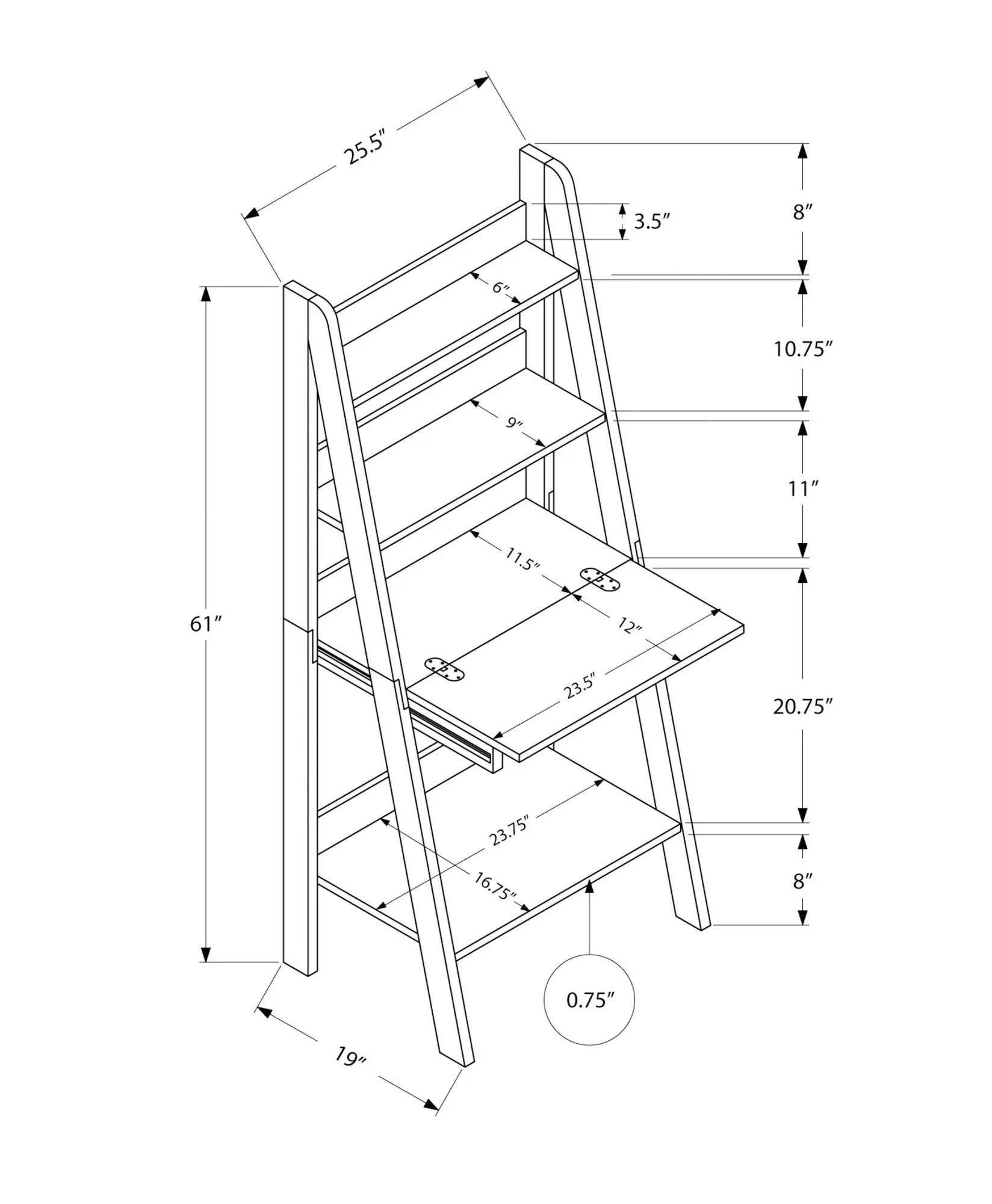 Computer Desk For Home Office, Laptop, Leaning, Storage Shelves by Unique Piece Furniture