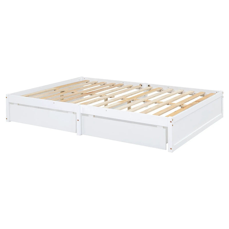 Daybed With Fence Guardrails And 2 Drawers, Split Into Independent Floor Bed & Daybed by HouseOfZazla