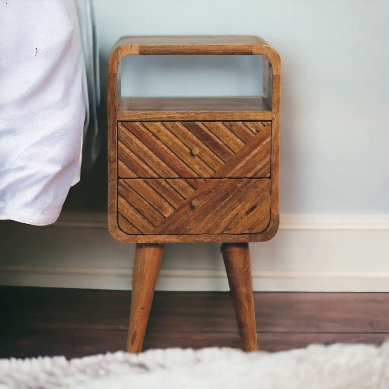 Lille - Mini Curved Nightstand - Oak by HouseOfZazla