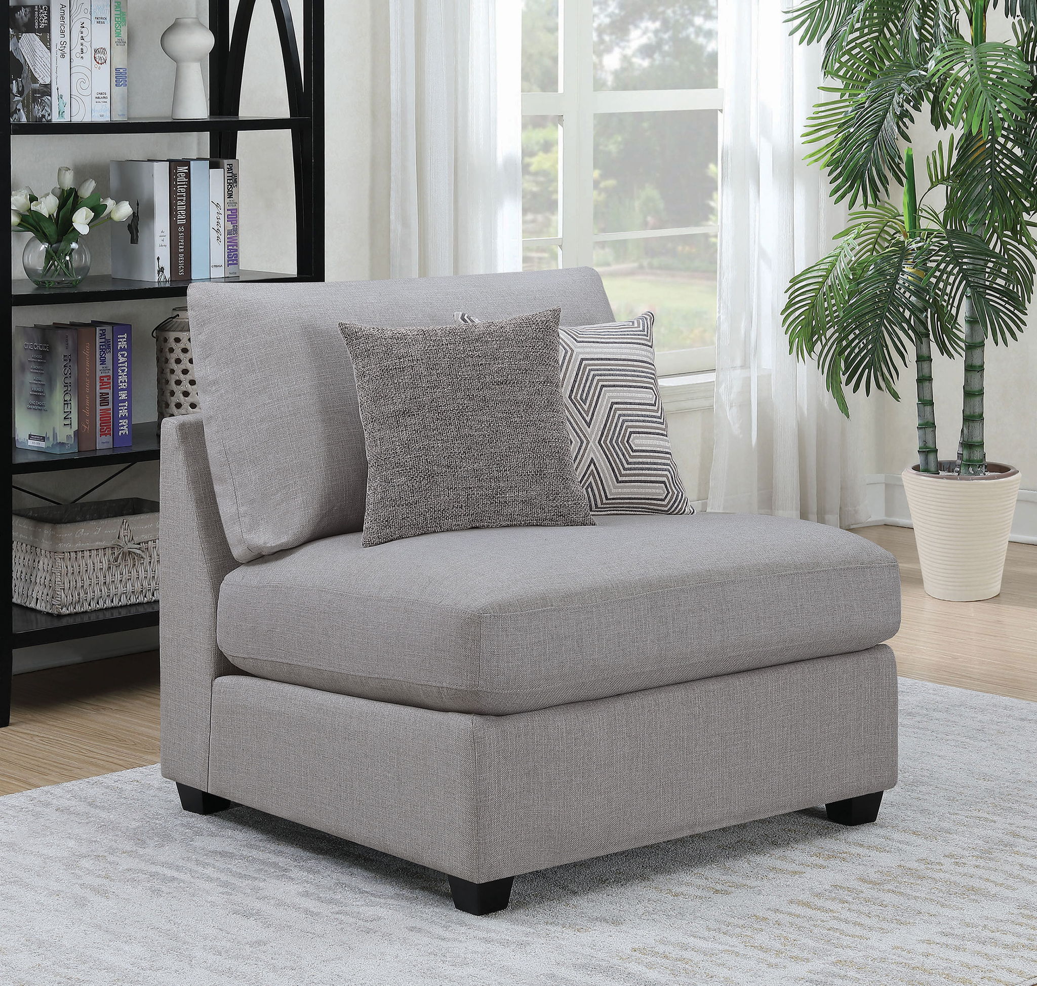 Cambria Upholstered Armless Chair Grey by Unique Piece Furniture