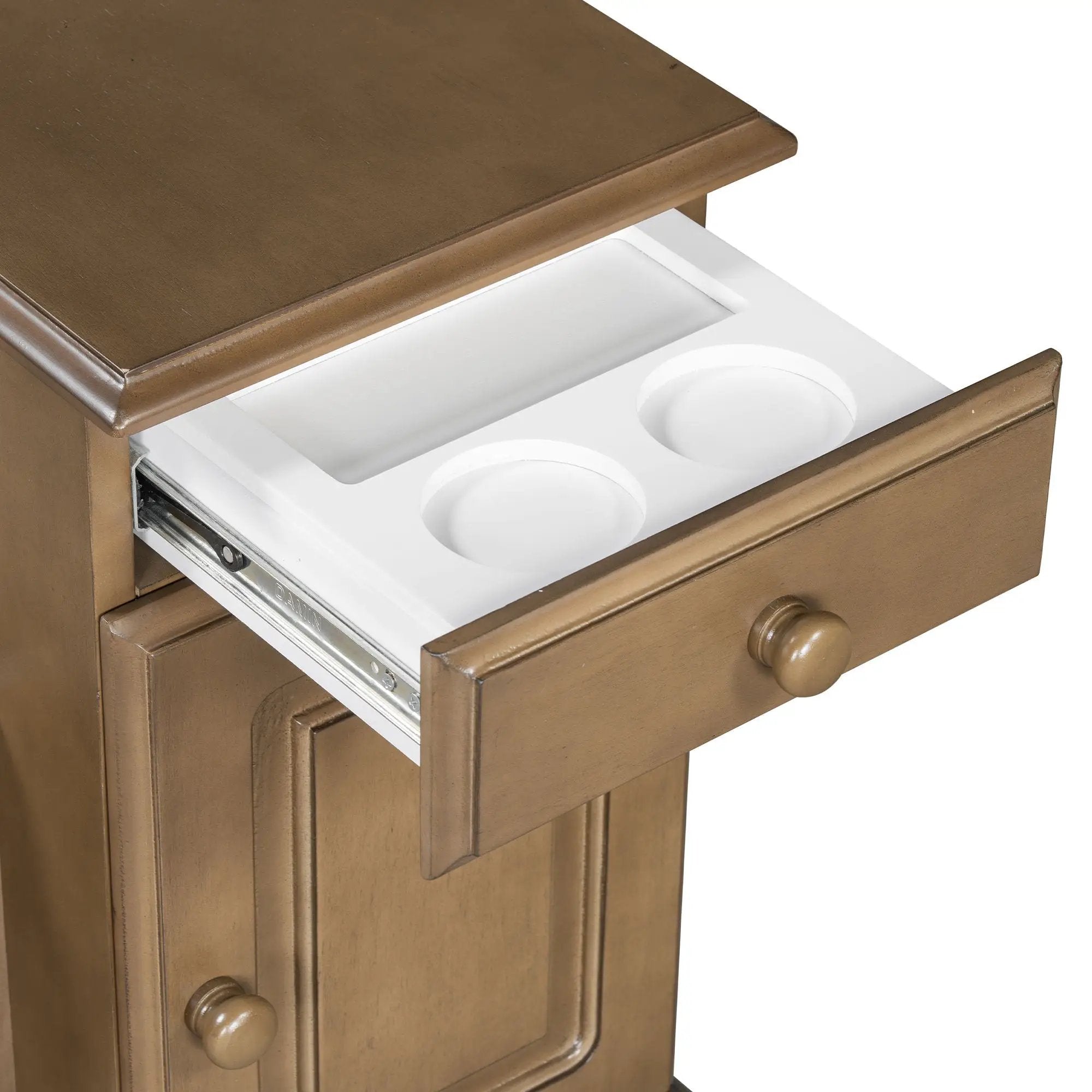 Vintage Flip Top Side Table With USB Ports by HouseOfZazla