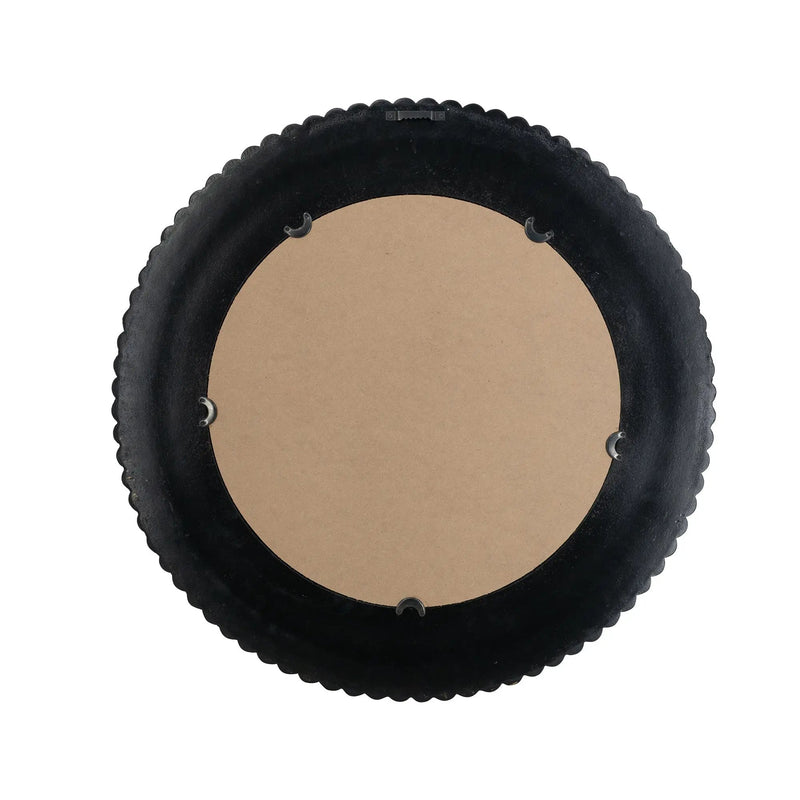 D26.5' Round Black and Gold Wooden Accent Mirror with Woven Texture by HouseOfZazla