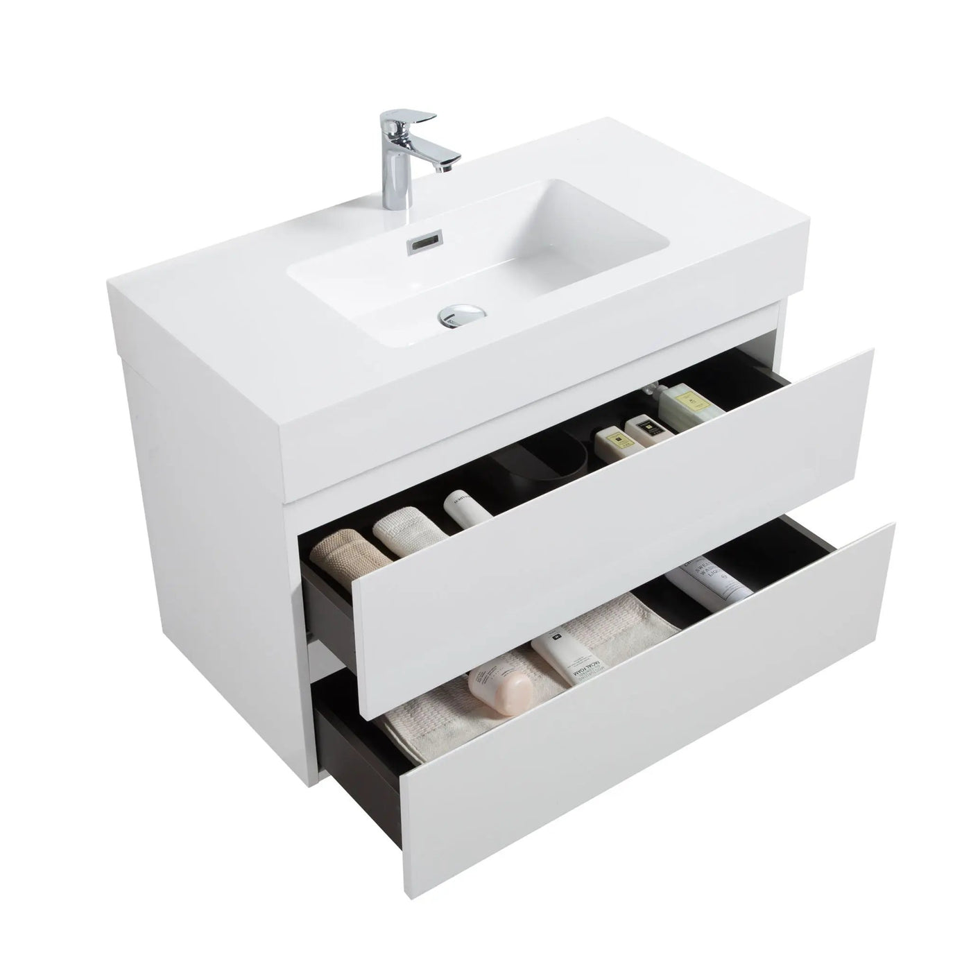 Alice - Bathroom Vanity With Large Storage, Sink Wall Mounted Floating Bathroom Vanity For Modern Bathroom, One-Piece Sink Basin Without Drain And Faucet by HouseOfZazla