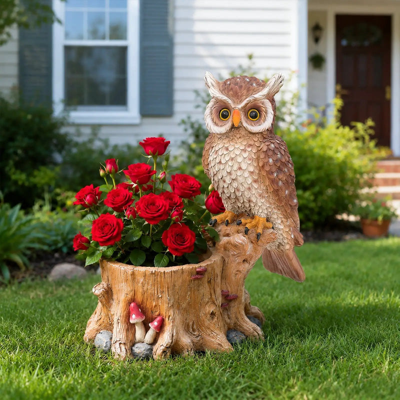 Decorative Owl Garden Planter Pot on Branch by HouseOfZazla