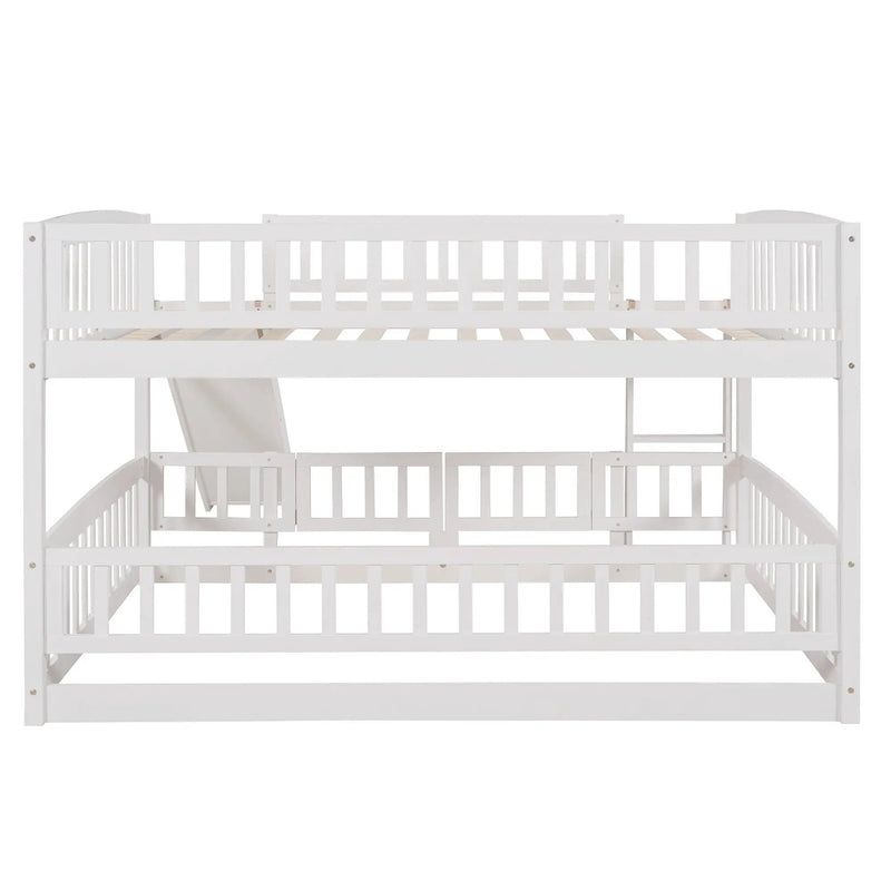 Low Bunk Bed With Slide, Fence And Ladder