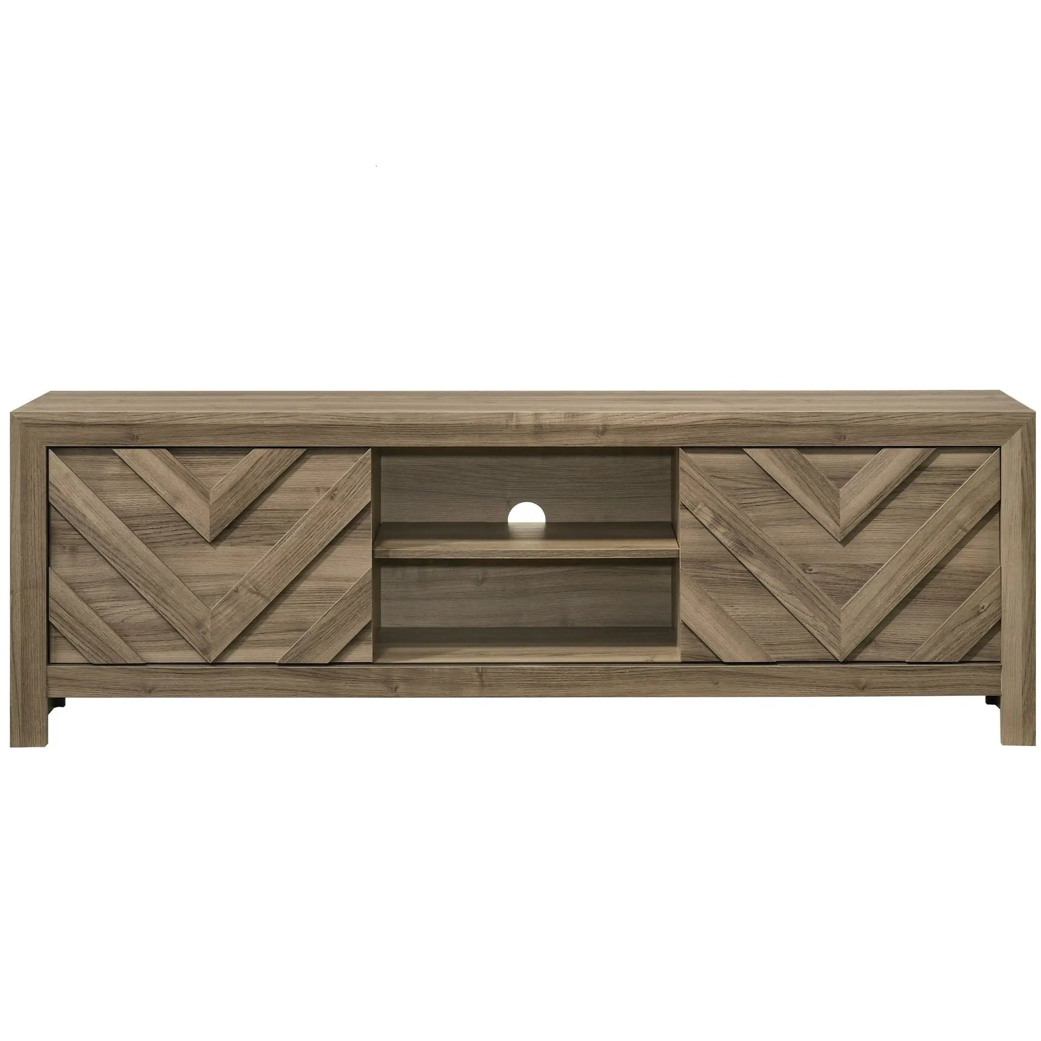 Chevron Patterned Living Room TV Stand - Light Brown by Unique Piece Furniture