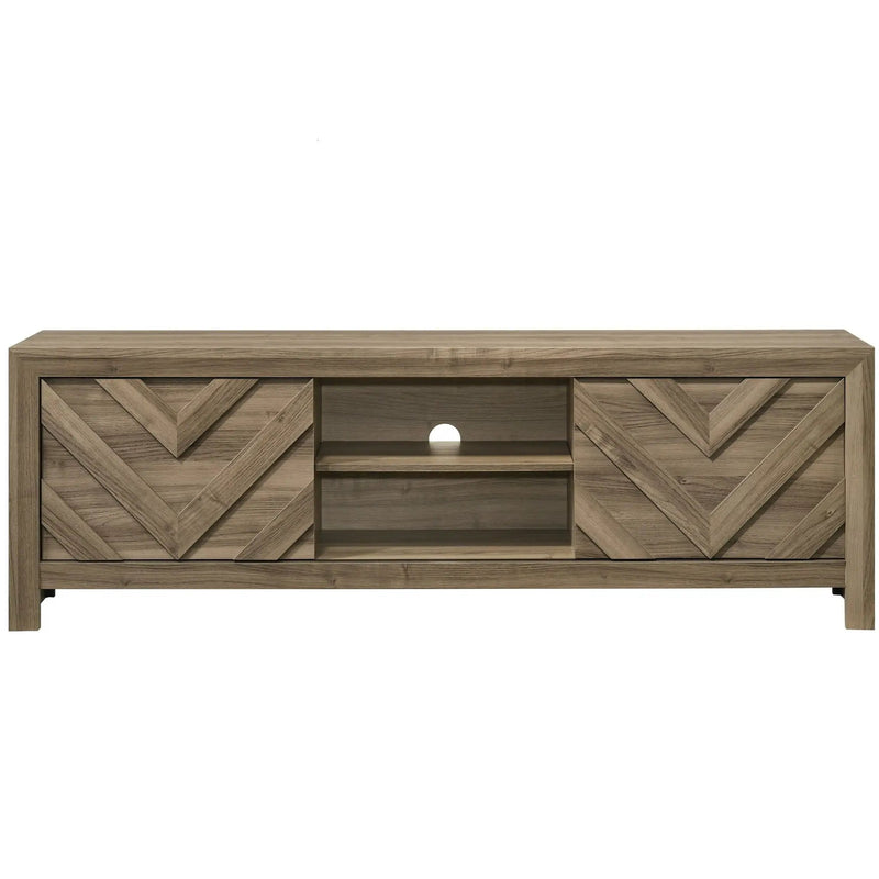 Chevron Patterned Living Room TV Stand - Light Brown by Unique Piece Furniture