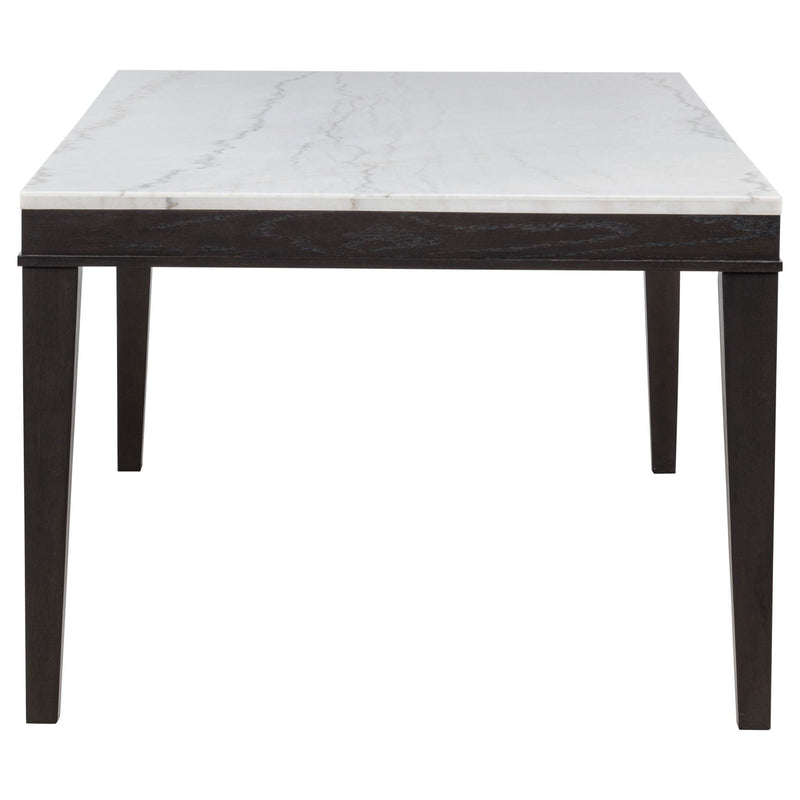 Averill 7-piece White Marble Top Dining Set Dark Grey and Coffee Bean by Unique Piece Furniture