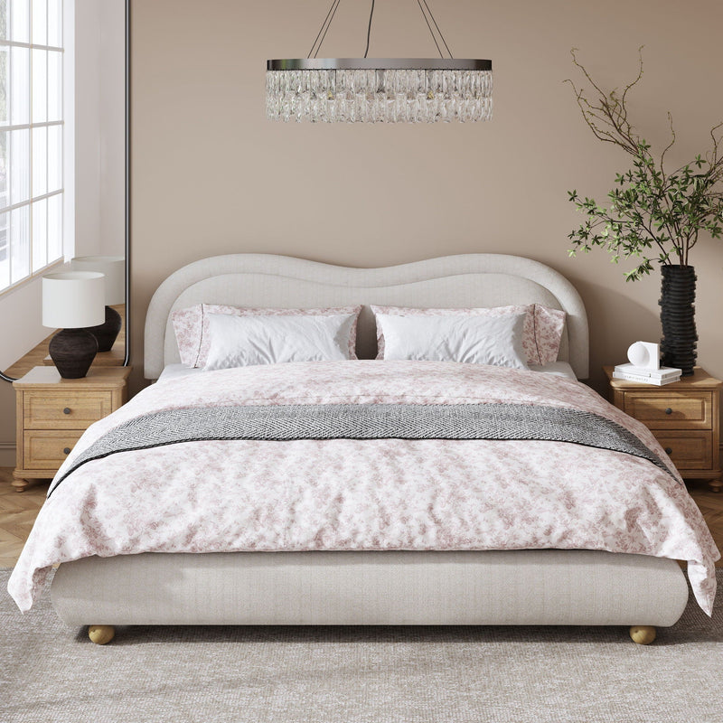 Upholstered Platform Bed Frame With Curved Headboard by HouseOfZazla