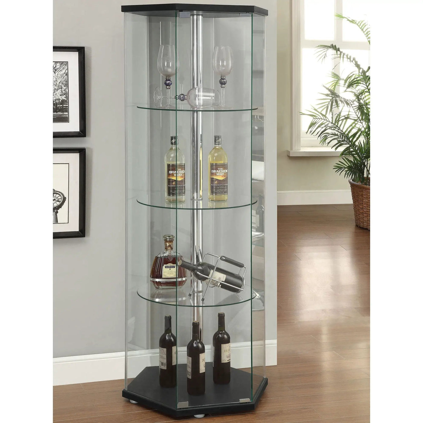 Tenley - 4 Shelf Curio Cabinet With Hexagonal Design by HouseOfZazla