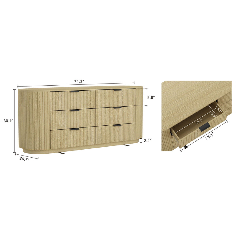 Olivia - Dresser With 6 Drawers - Oak by HouseOfZazla
