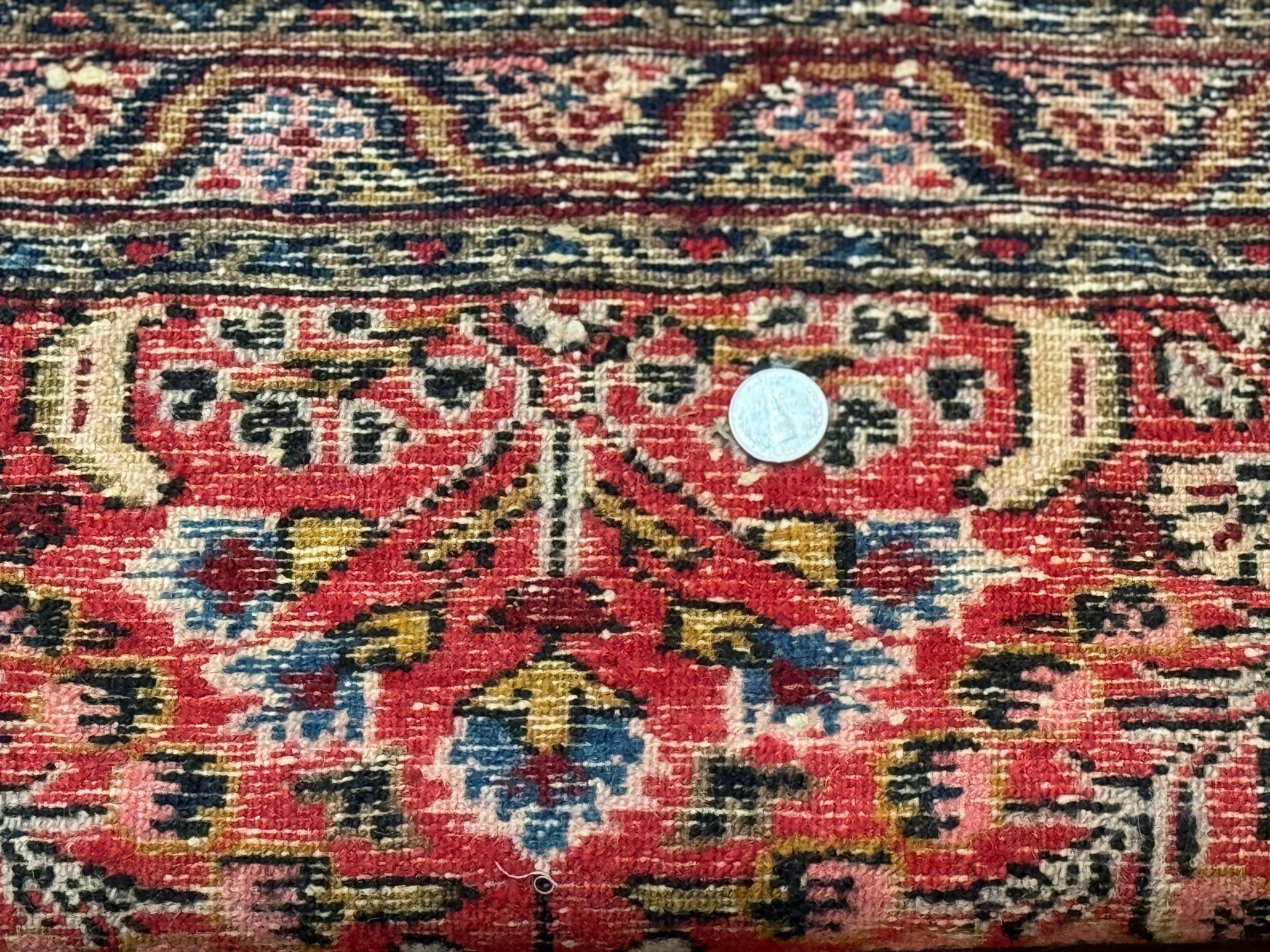 Small Antique Persian Tribal Rug 2x3, Red, Floral, Handmade, Hamadan Rug by Jewel Rugs