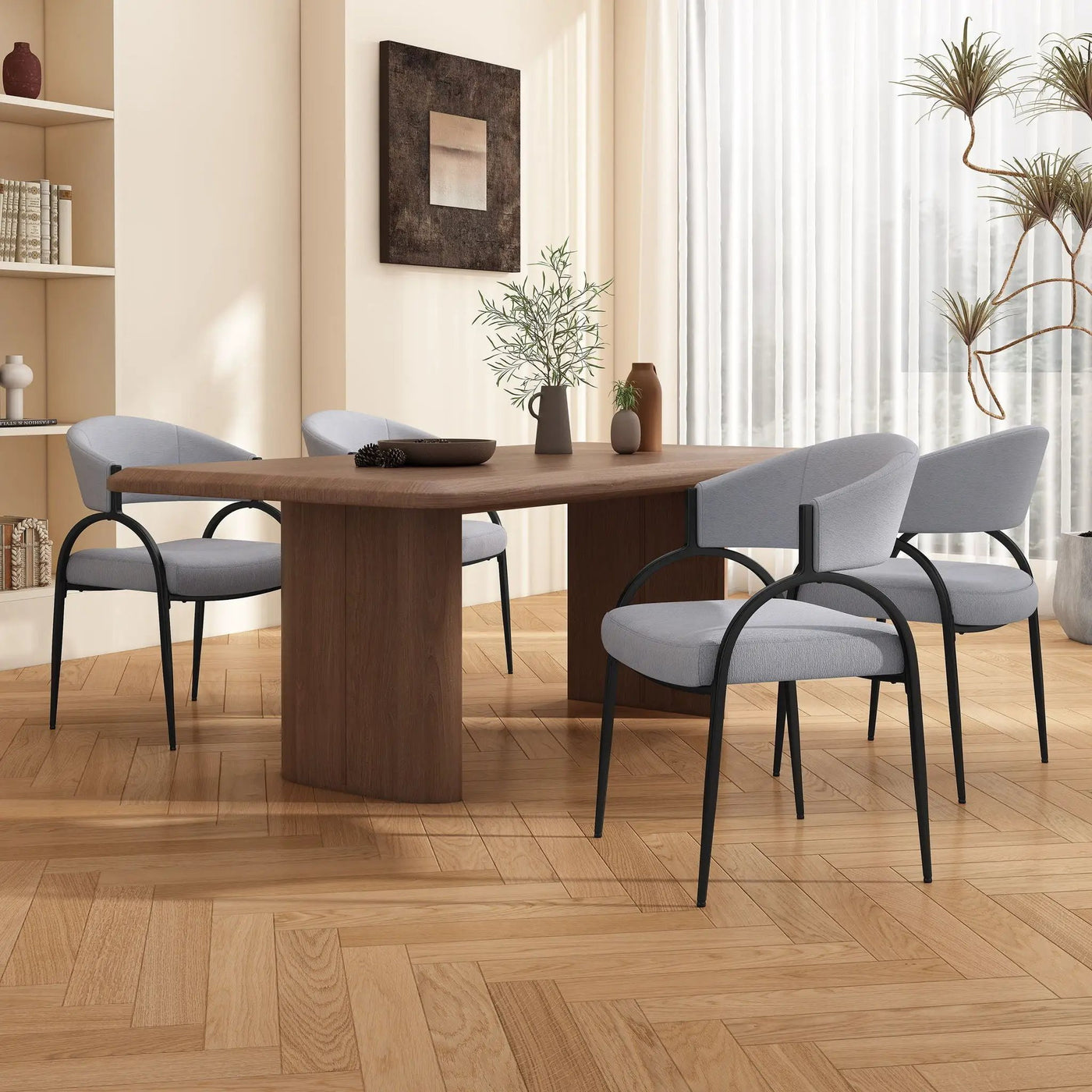 Contemporary Upholstered Dining Chairs With Metal Legs (Set of 2) by HouseOfZazla