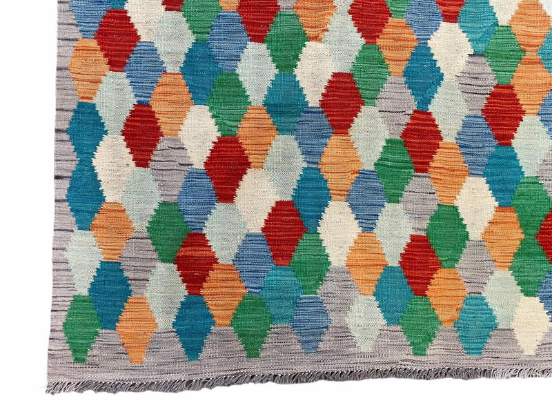 6.5 x 9.5 Colorful Chobi Kilim Rug 6 x 9 Multicolor Turkish Kilim Rug 7x10 Chobi Kilim Rug Playroom Rug Wool Kilim Rug 6x9 New Tribal Kilim by Jewel Rugs