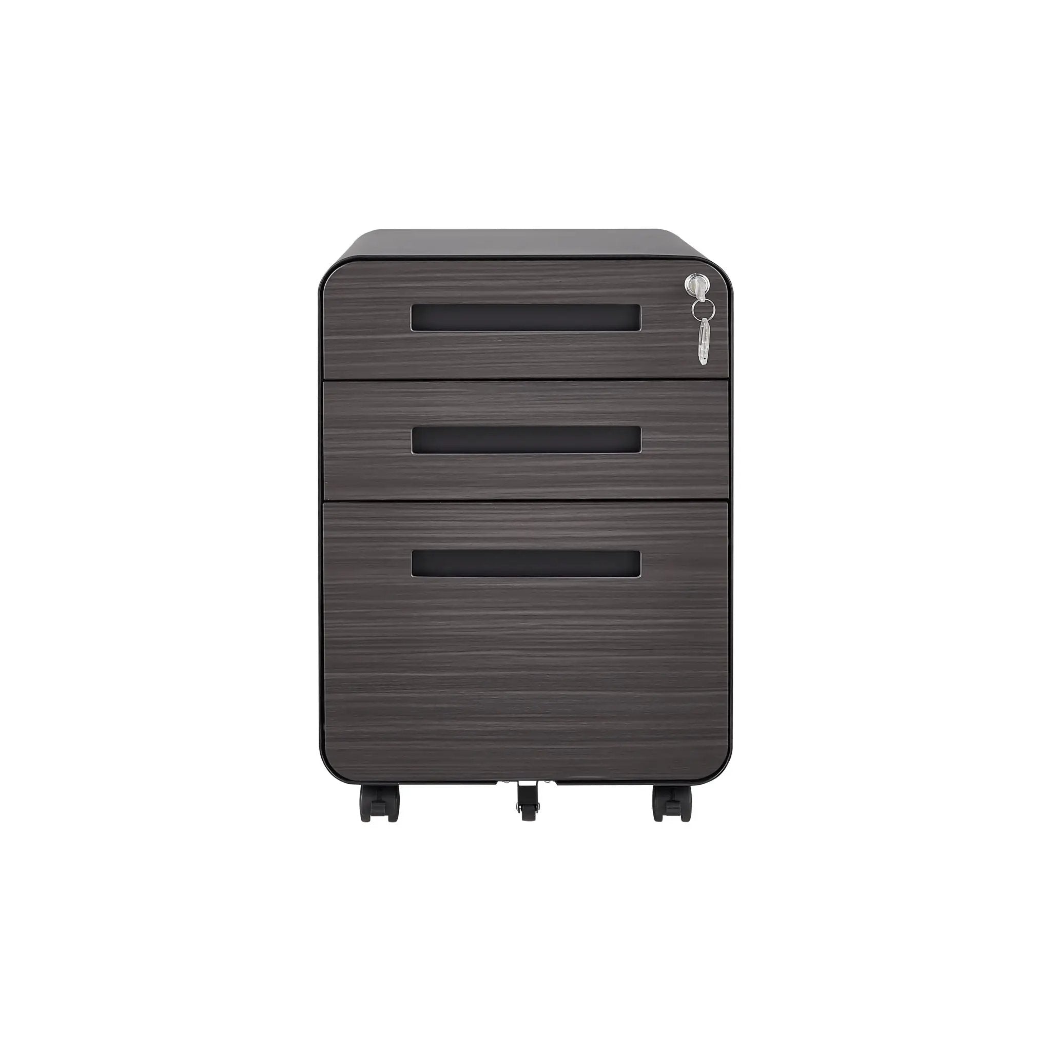3 Drawer Mobile File Cabinet Under Desk Office, Simple Style Versatile Storage Cabinet For Legal / Letter / A4 Files, 5 Wheel Design Anti-Tilting Cold Rolled Steel Waterproof Moisture-Proof by Unique Piece Furniture