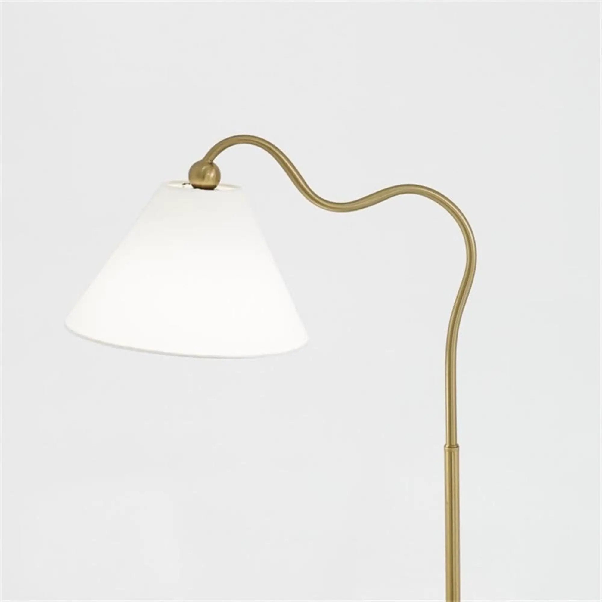Ornate - Ring Base Curved Table Lamp With Triangle Drum Shade - Gold / White by Unique Piece Furniture